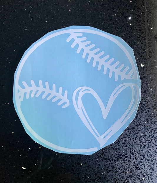 Heart baseball decal