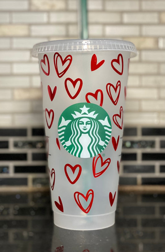 Hearts Starbucks cold cup