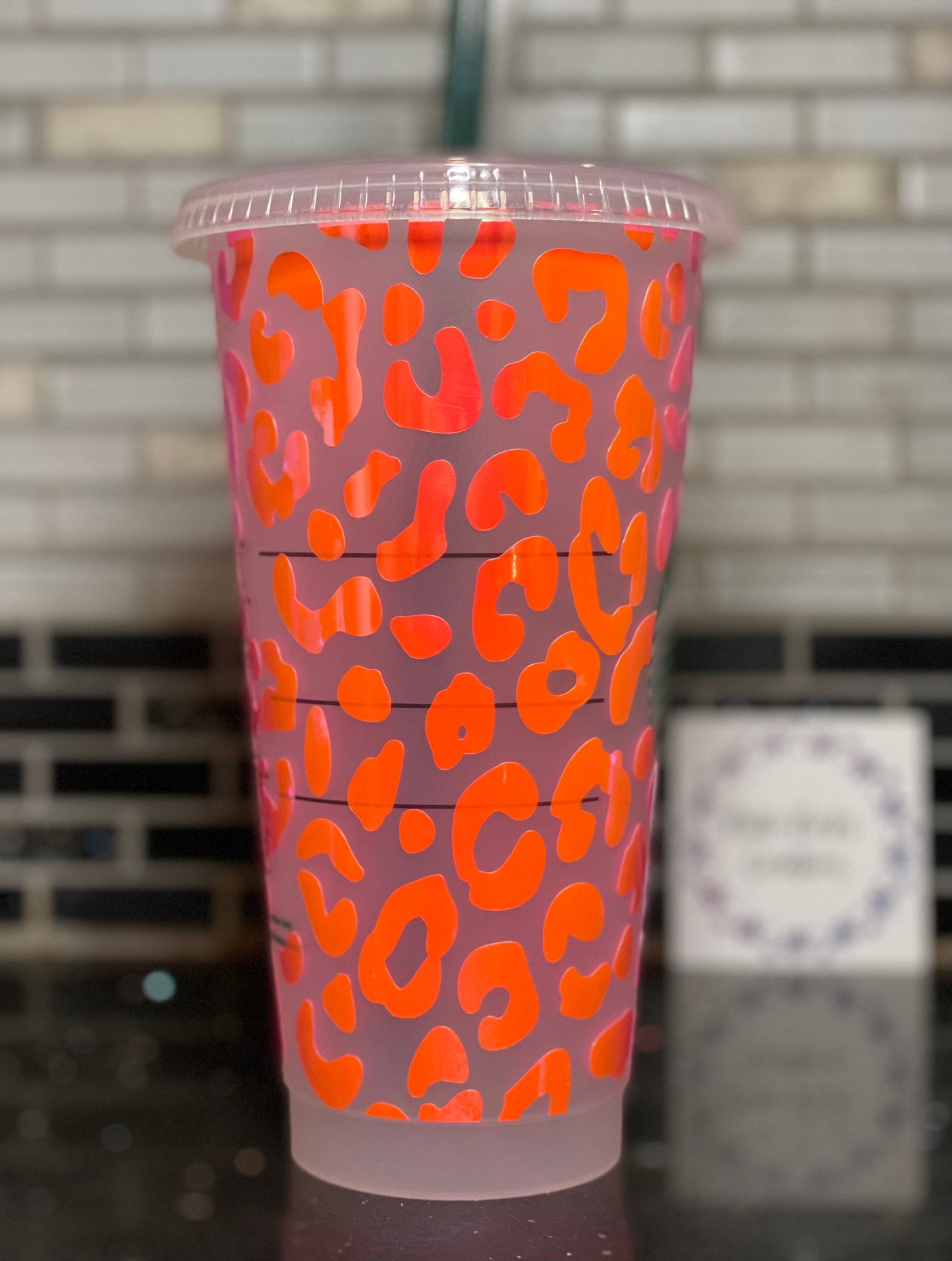 Leopard print Starbucks cold cup