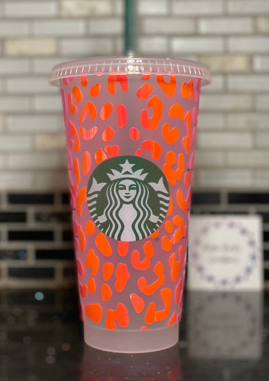 Leopard print Starbucks cold cup