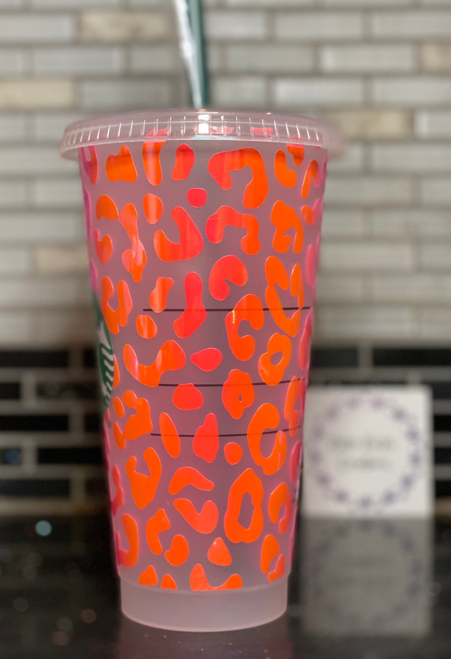 Leopard print Starbucks cold cup