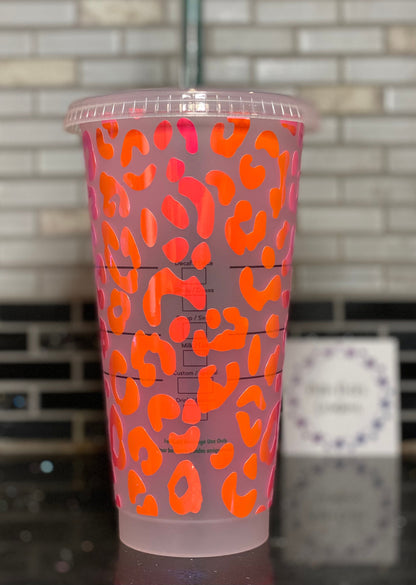 Leopard print Starbucks cold cup