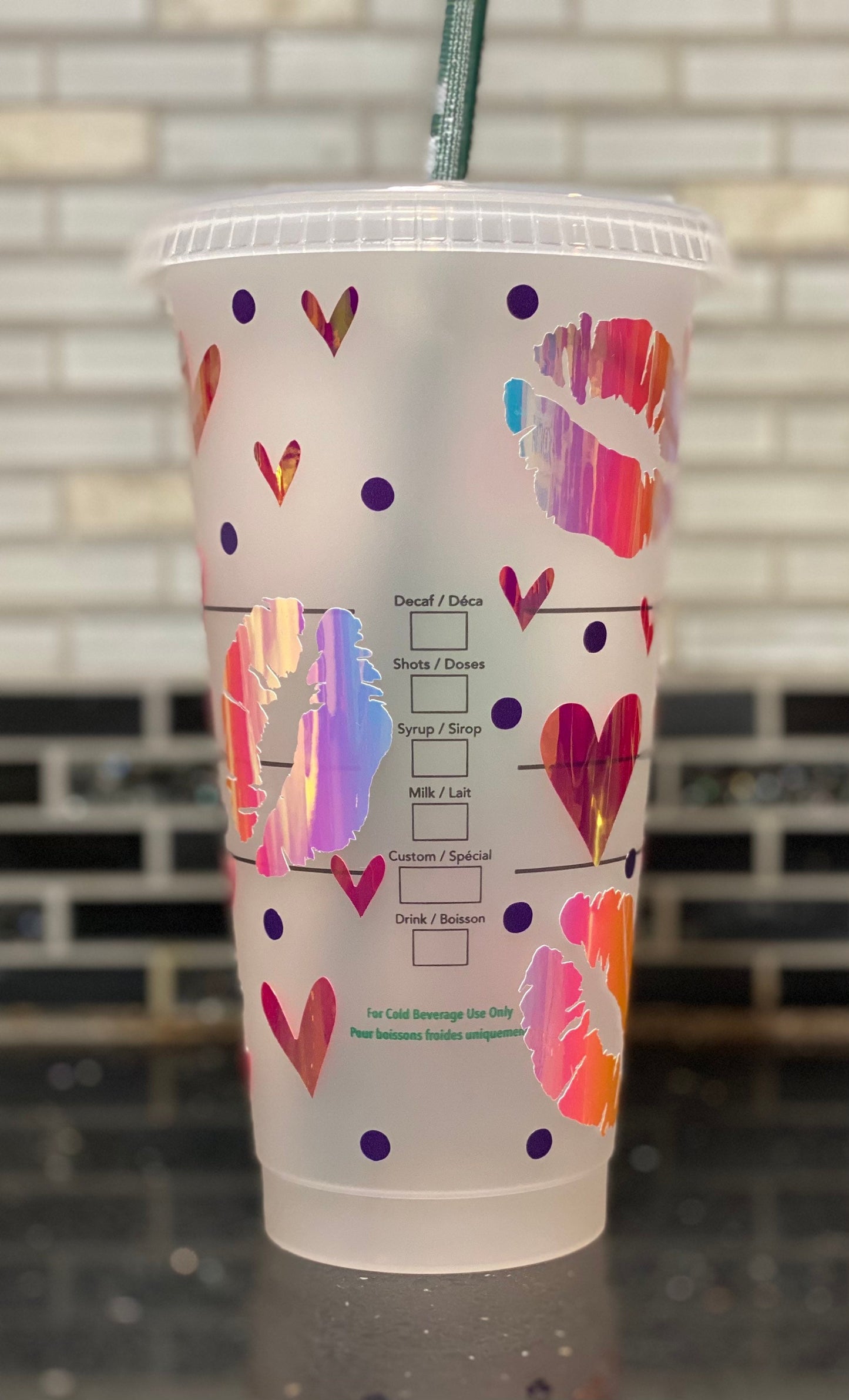 lips, Love, hearts Starbucks cup