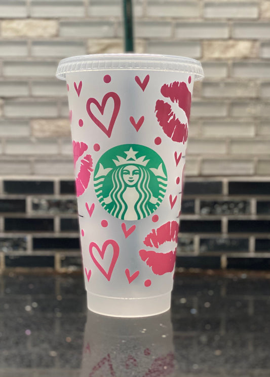 Color changing lips and hearts Starbucks cup