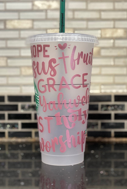 Words of Christian Faith Starbucks cup