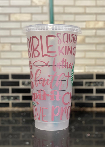 Words of Christian Faith Starbucks cup