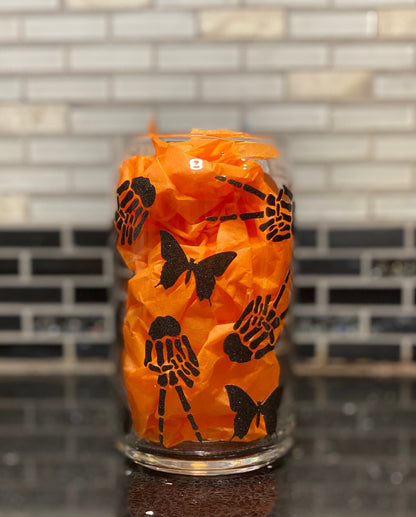 Spooky butterfly beer can glass