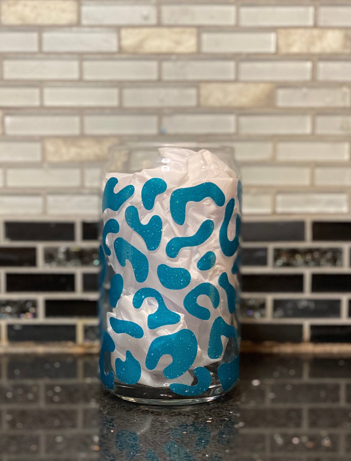 Leopard print beer can glass