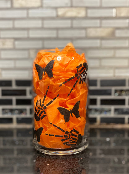 Spooky butterfly beer can glass