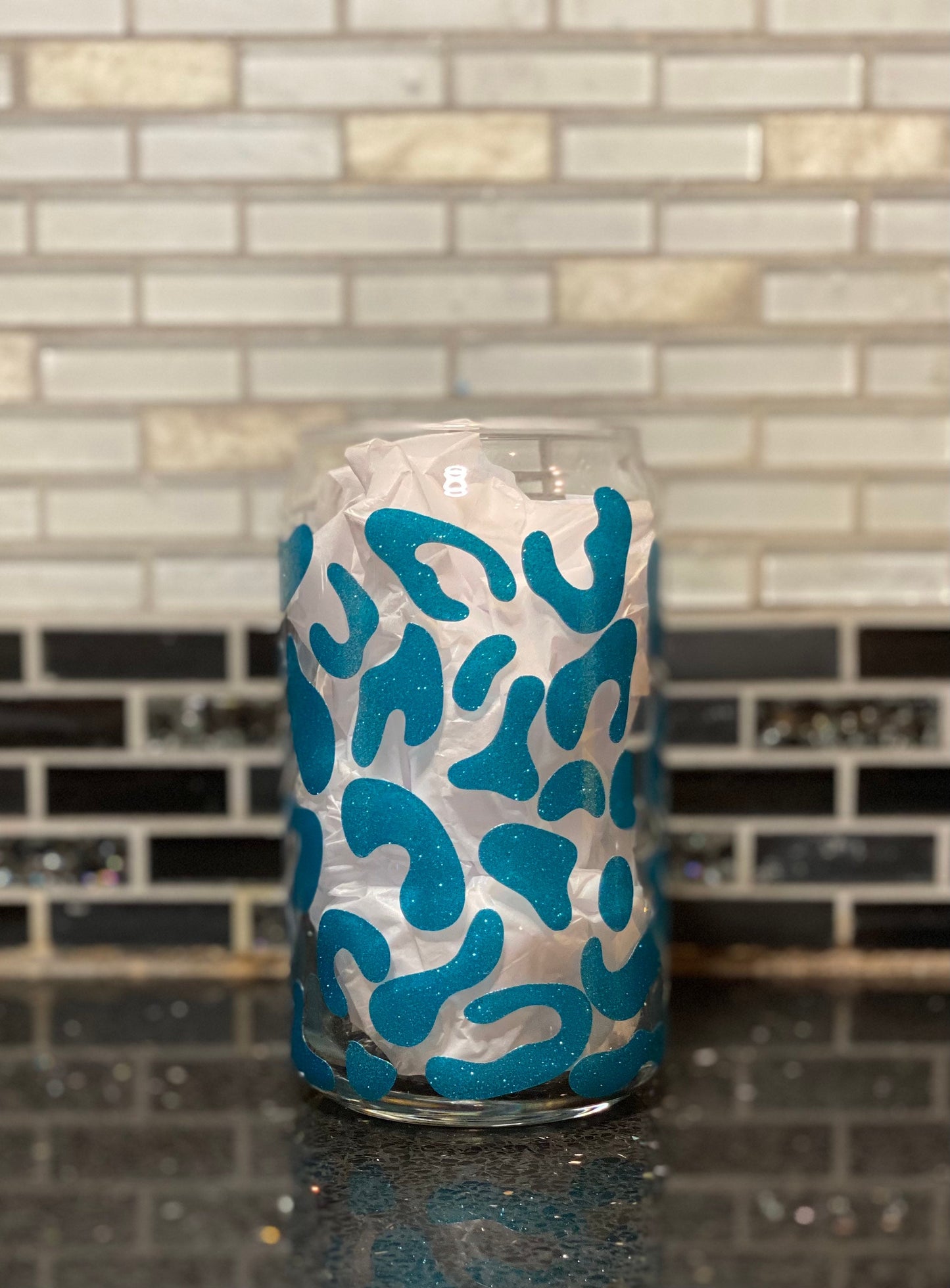 Leopard print beer can glass