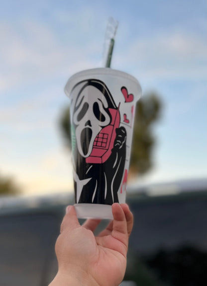 Ghost face Starbucks cup